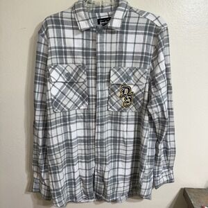 Dogg Supply By Snoop Dogg‎ Shirt Mens M Grey White Plaid Button Up Plaid Flannel